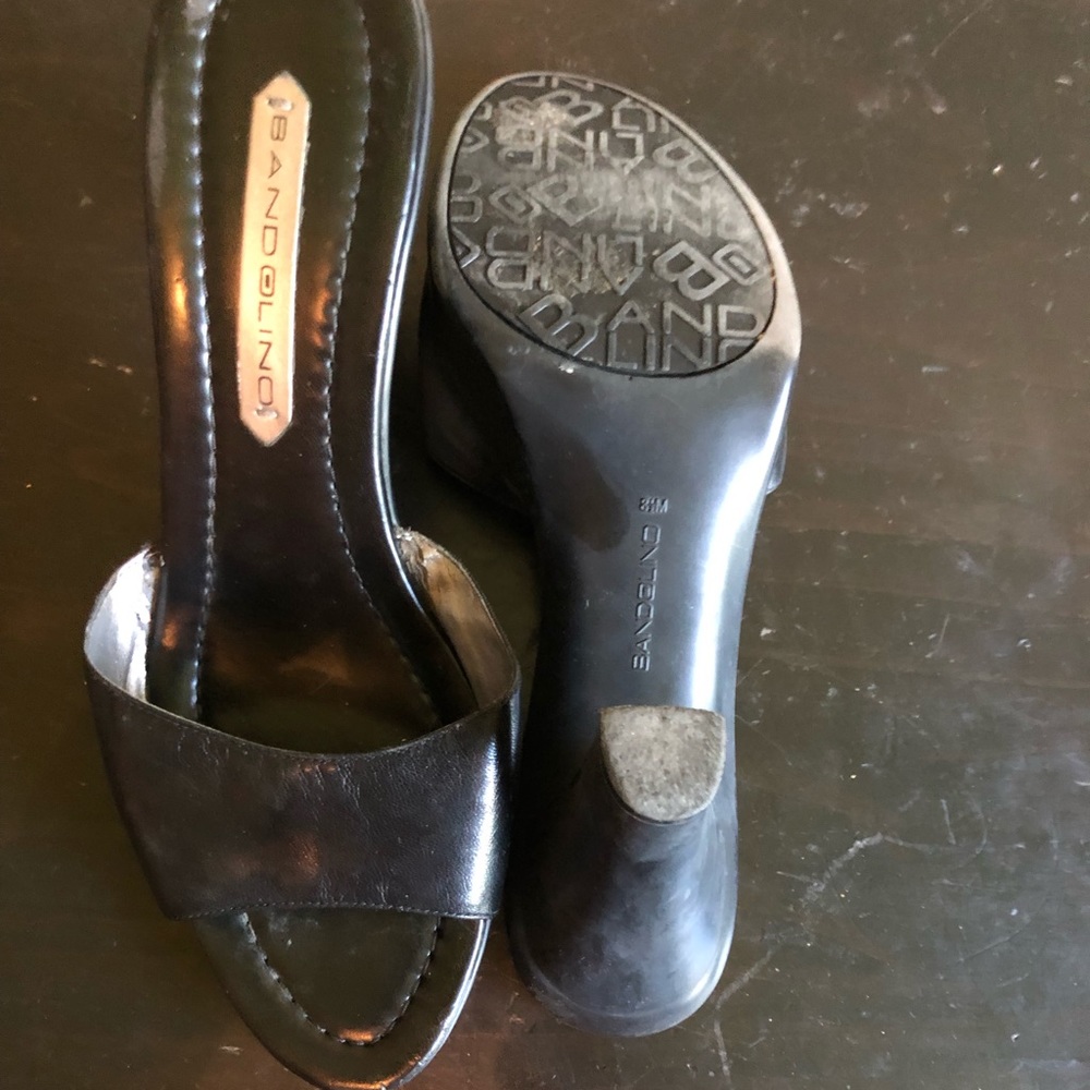 Black slide on chunky heel